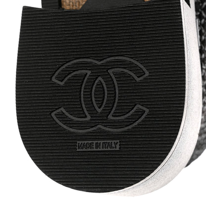 Chanel Tweed Lambskin Lace Up Combat Boots 38.5 Black Silver 8 of 9