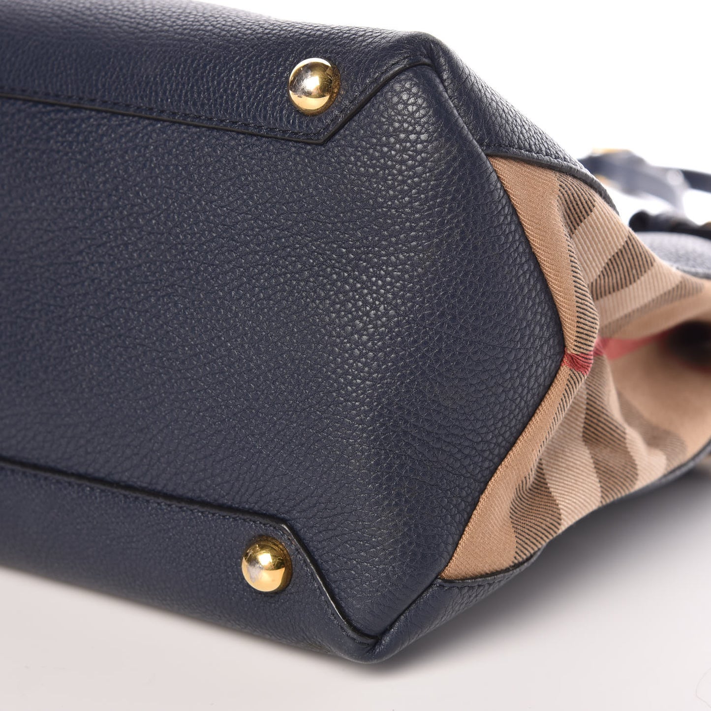 Grainy Calfskin House Check Medium Banner Tote Midnight Blue