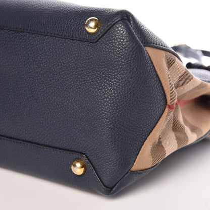 Burberry Grainy Calfskin House Check Medium Banner Tote Midnight Blue 6 of 9