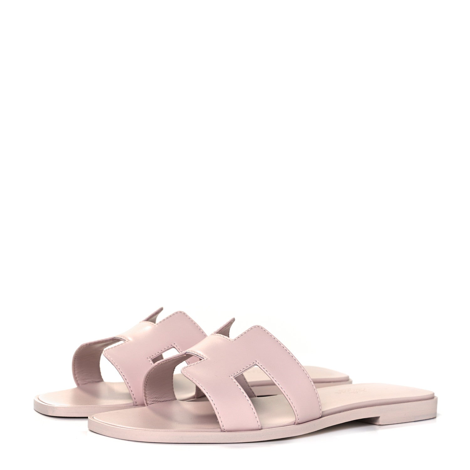 Hermes Box Calfskin Oran Sandals 37 Rose Pale 3 of 7