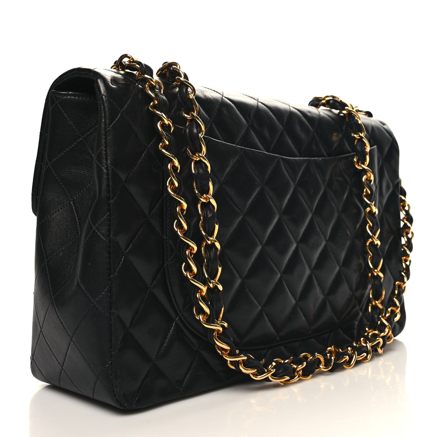 Lambskin Quilted XL Jumbo Single Flap Black