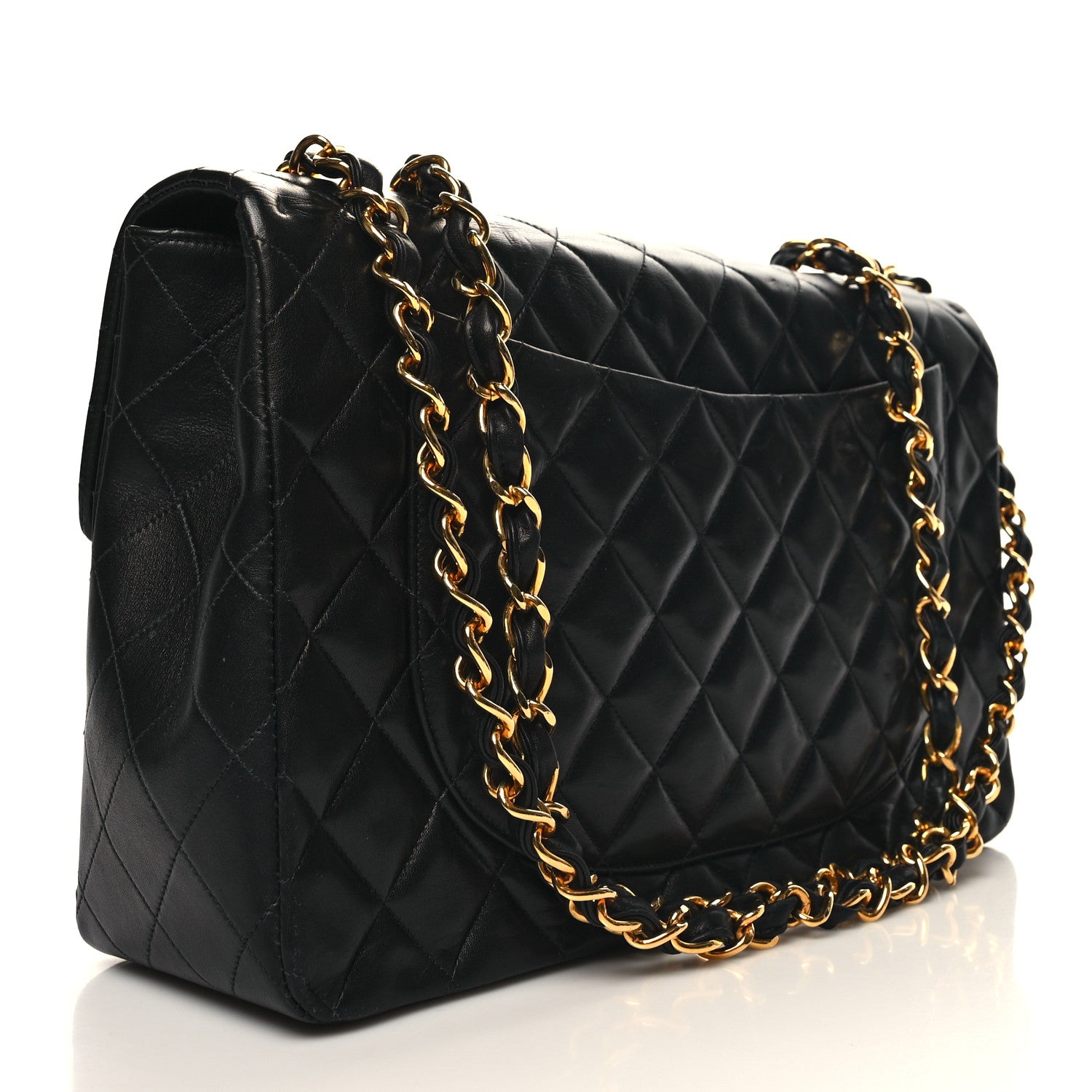 Chanel Lambskin Quilted XL Jumbo Single Flap Black 3 of 12