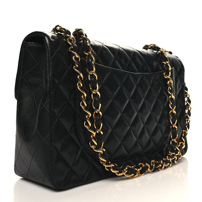Chanel Lambskin Quilted XL Jumbo Single Flap Black 3 of 12