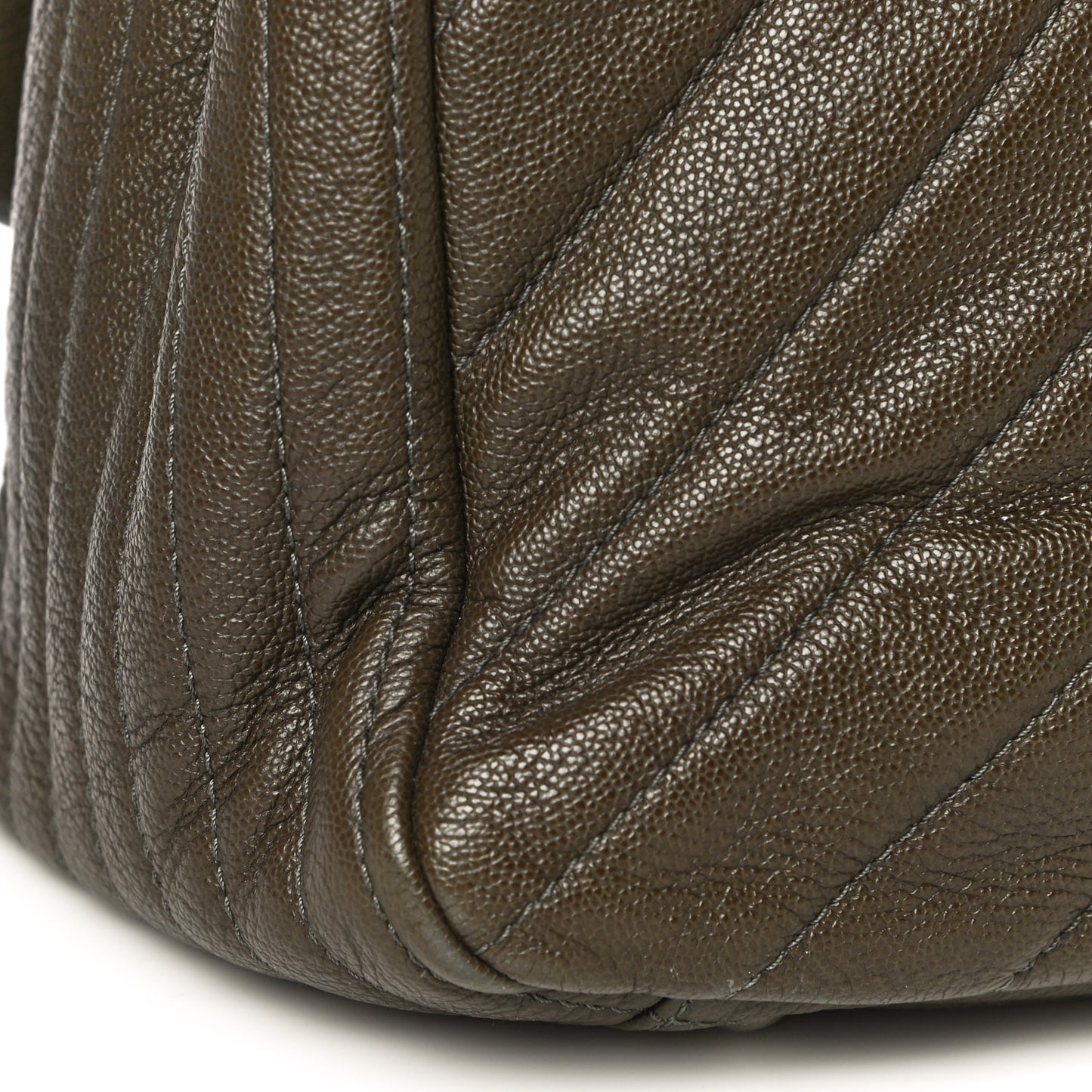Calfskin Chevron Quilted XXL Travel Flap Bag Khaki