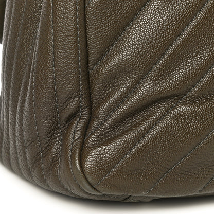 Chanel Calfskin Chevron Quilted XXL Travel Flap Bag Khaki 10 of 14