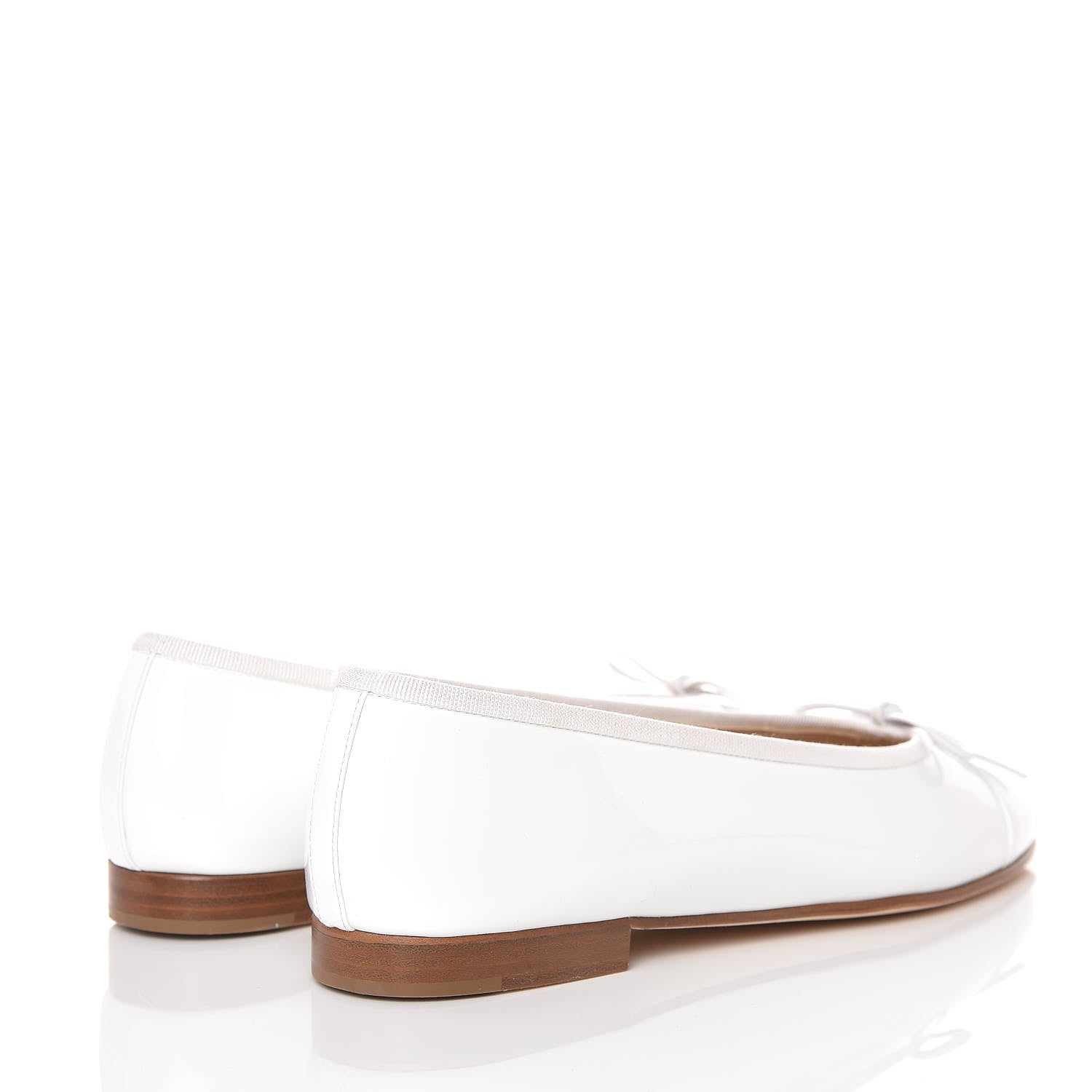 Chanel Patent CC Cap Toe Ballerina Flats 37.5 White 4 of 9