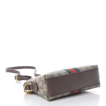 Gucci GG Supreme Monogram Textured Dollar Calfskin Web Small Ophidia Dome Shoulder Bag Beige Ebony New Acero 4 of 11