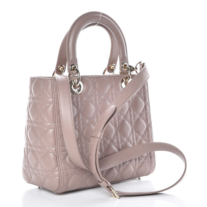 Christian Dior Lambskin Cannage Medium Lady Dior Taupe 3 of 14