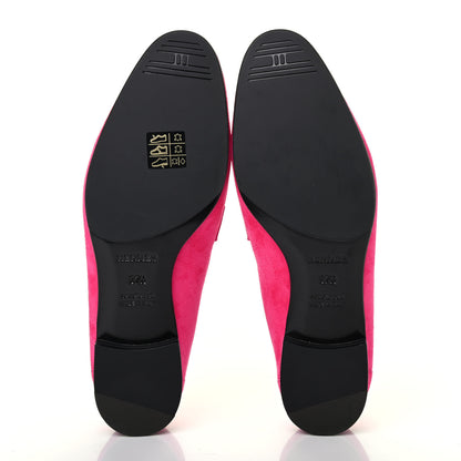 Hermes Suede Goatskin Paris Loafers 37.5 Rose Fuchsia 4 of 4