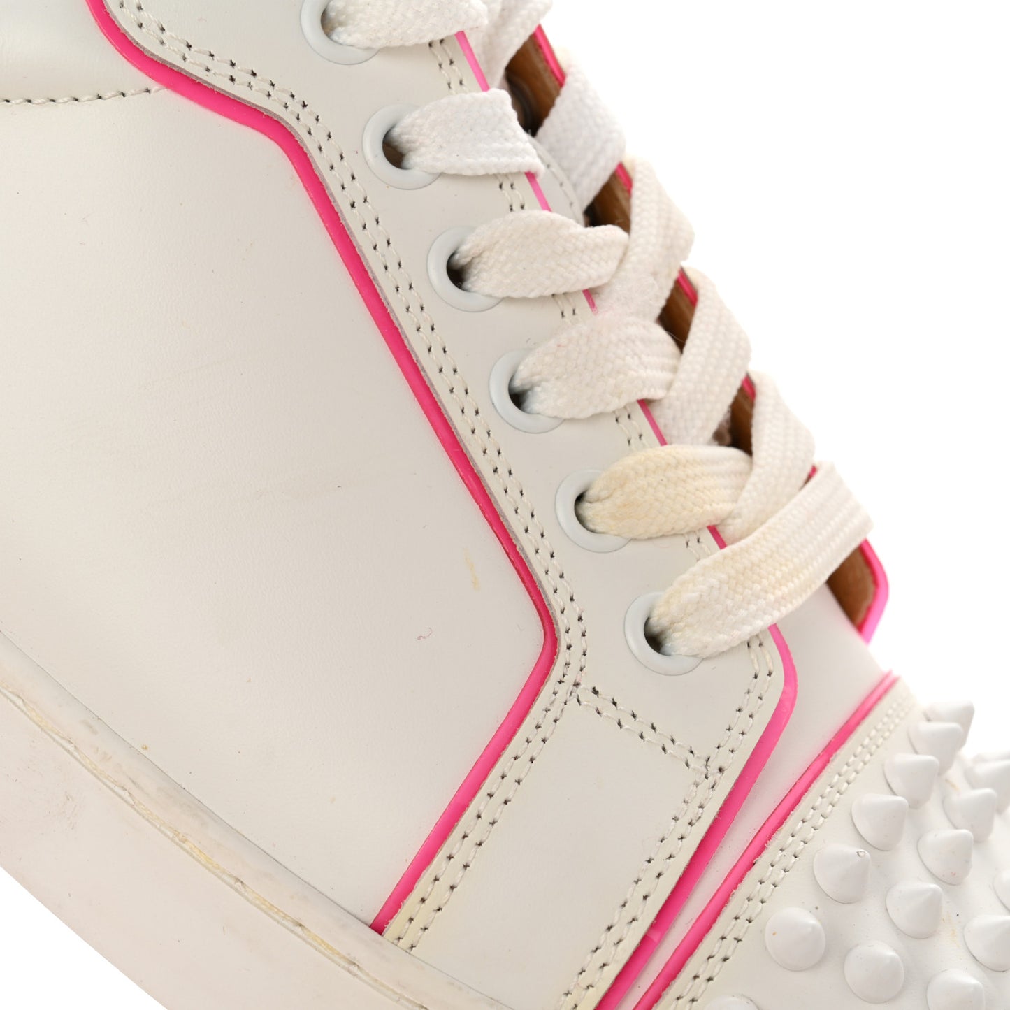 Calfskin Vieira Spikes Flat Sneakers 38 Bianco Rose