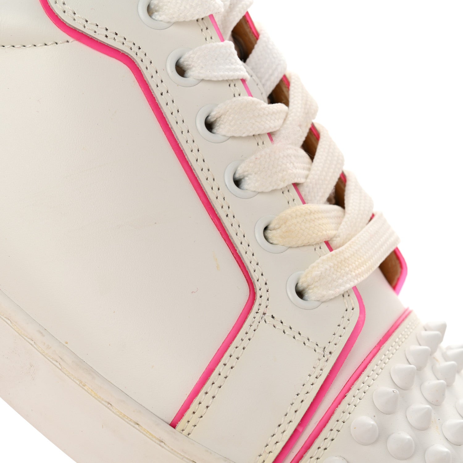 Christian Louboutin Calfskin Vieira Spikes Flat Sneakers 38 Bianco Rose 11 of 13