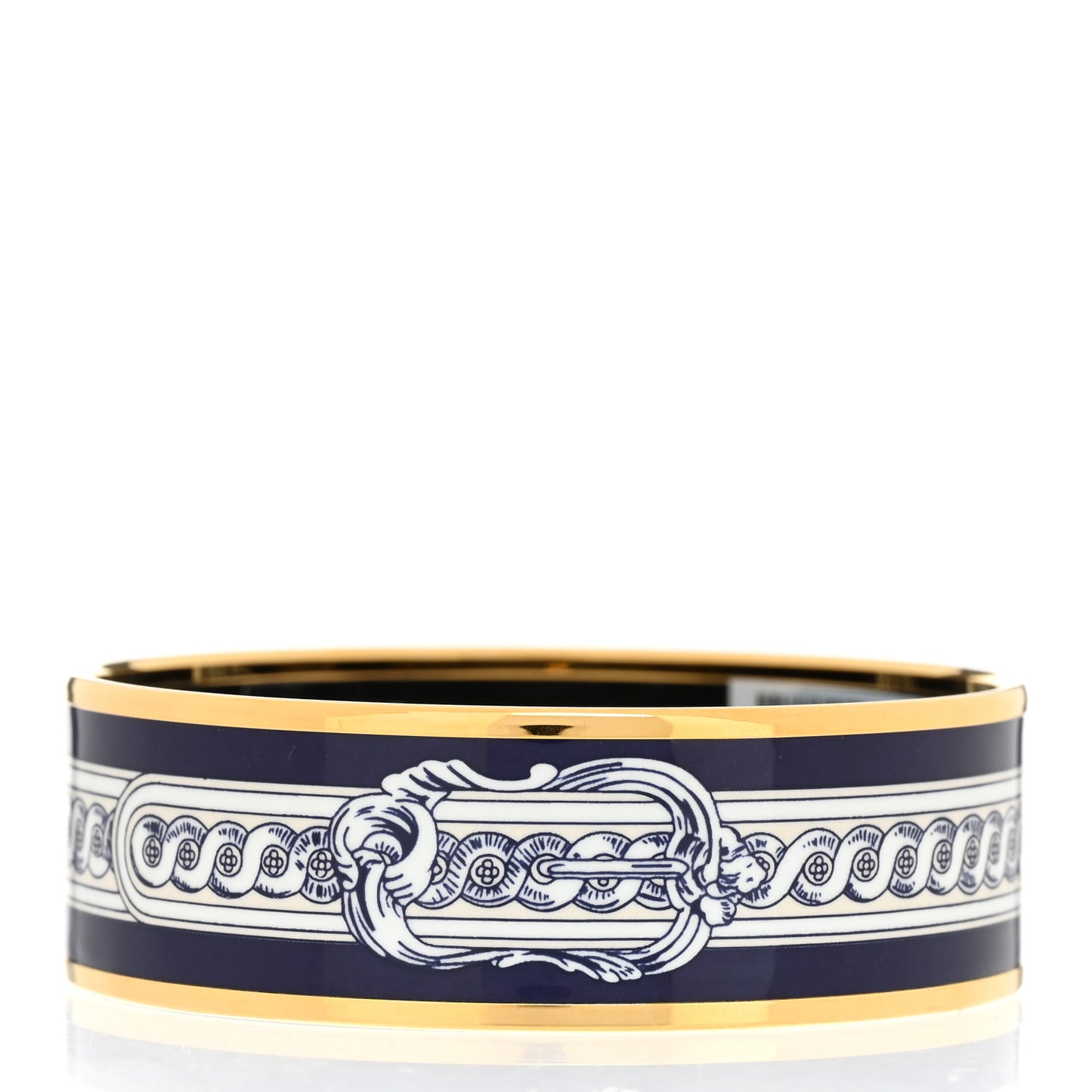 Enamel Printed Bride De Cour Wide Bracelet 65 Beige Blue