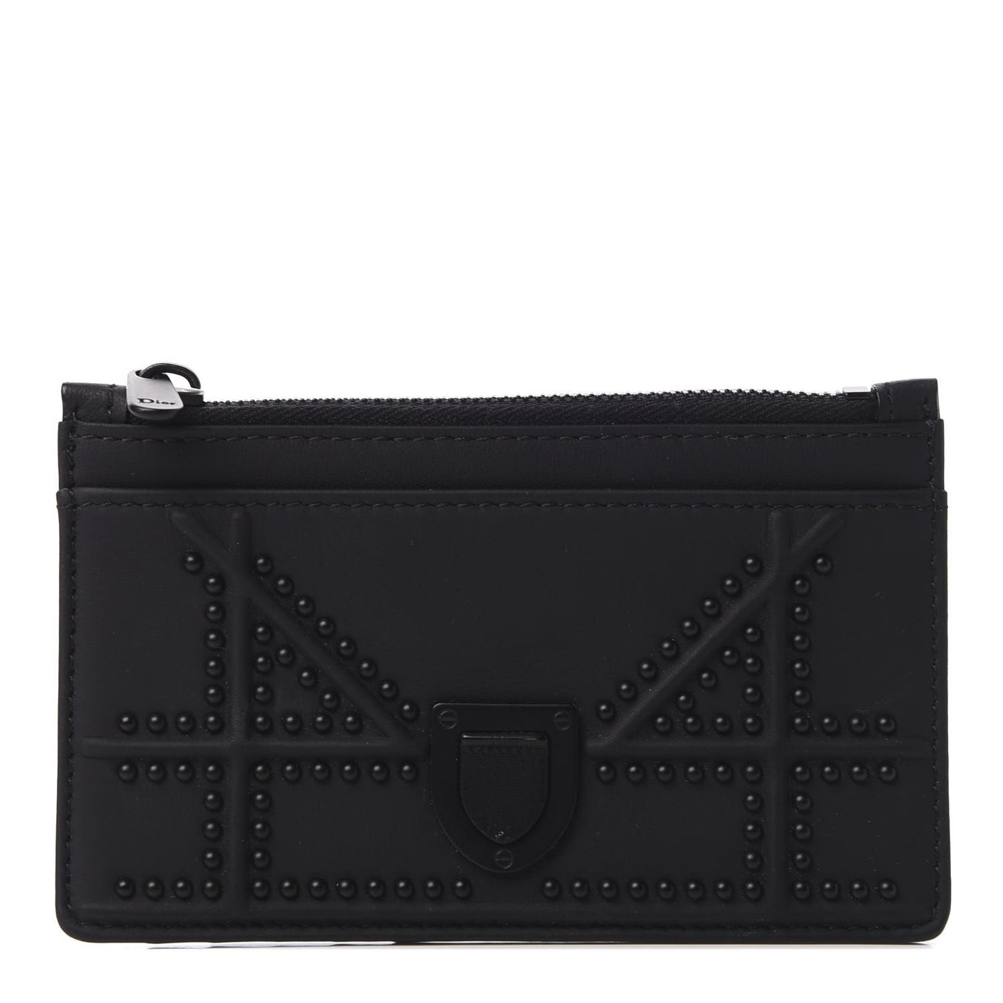 Ultra Matte Calfskin Studded Diorama Card Holder Black
