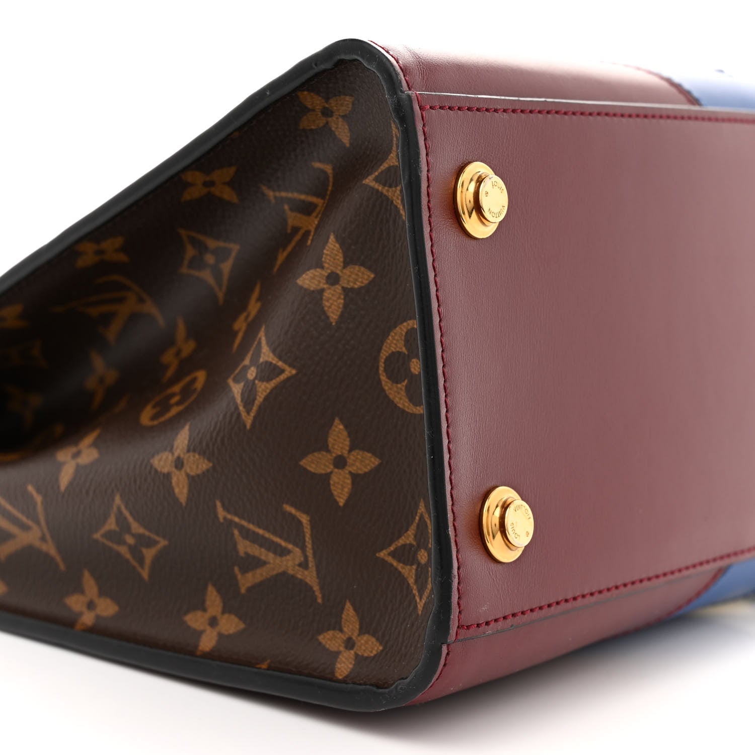 Louis Vuitton Calfskin Monogram City Steamer MM Blue Burgundy White 9 of 11