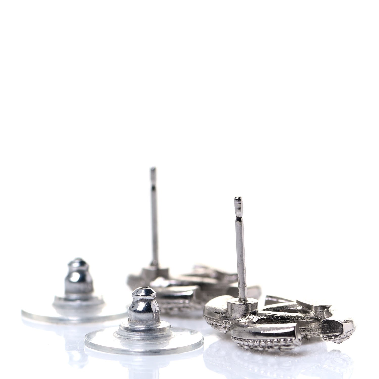 Chanel Crystal CC Coco Flapper Earrings Silver 3 of 4