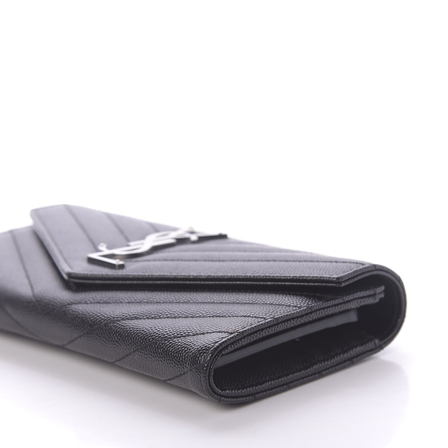 Grain De Poudre Matelasse Chevron Monogram Flap Wallet Black