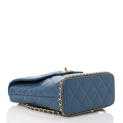 Chanel Caviar Quilted Camellia Chain Around Backpack Blue 4 of 11