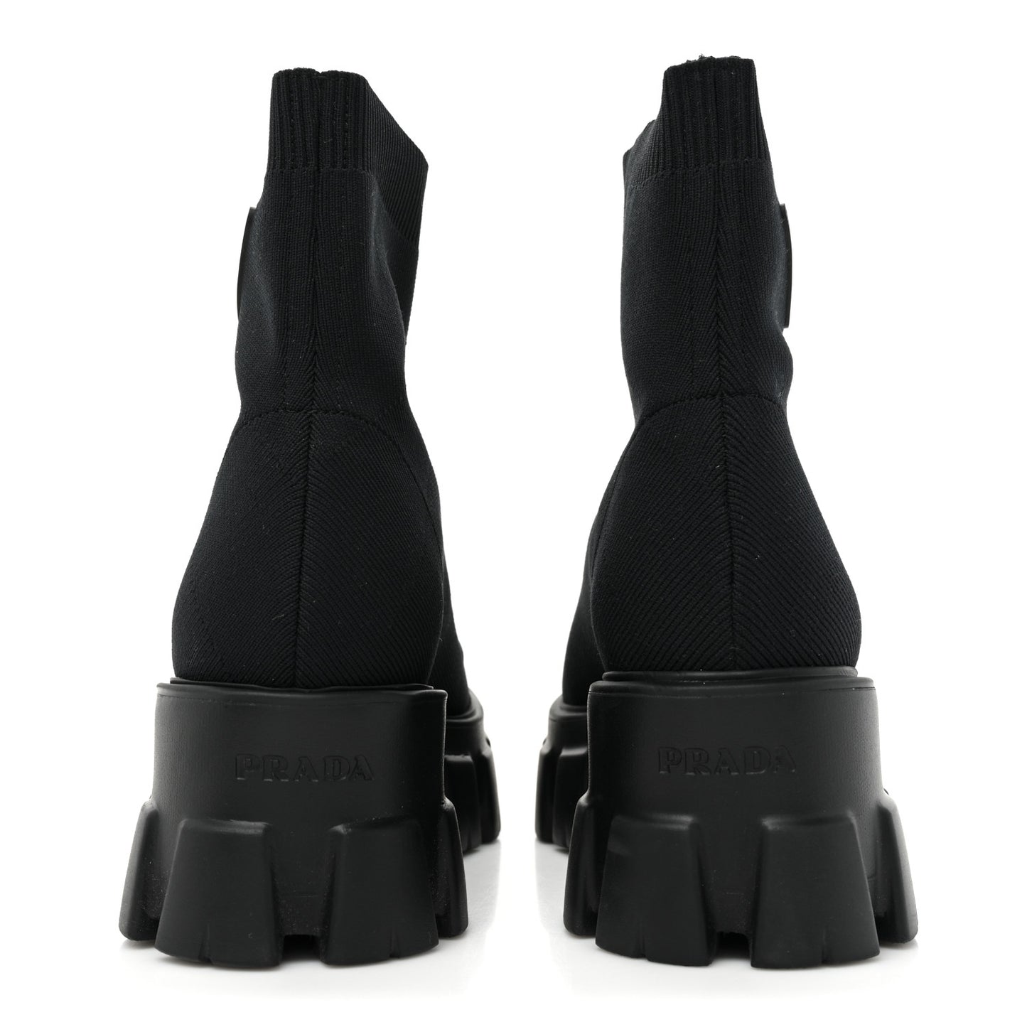 Knit Rubber Triangle Logo Monolith 55mm Ankle Boots 37 Black