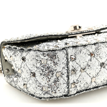 Valentino Garavani Glitter Mini Rockstud Spike Shoulder Bag Silver 8 of 12