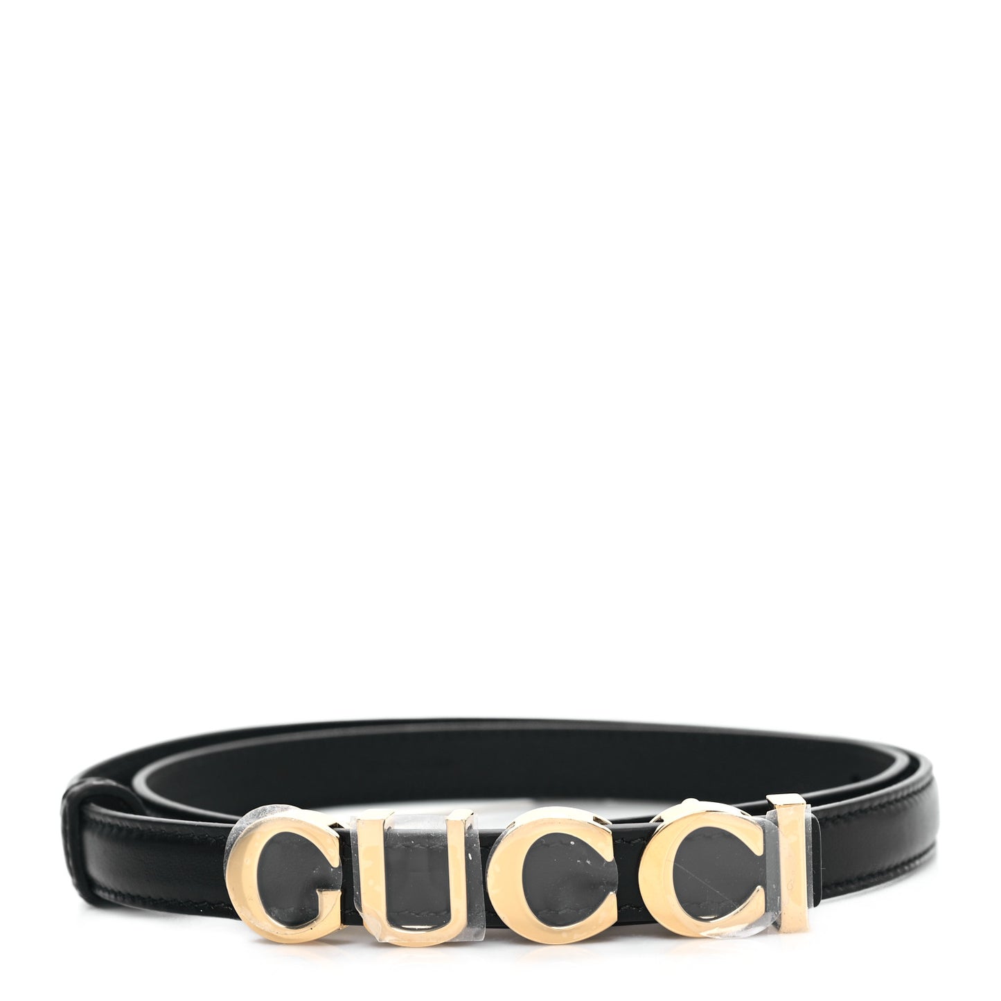 Plutone Calfskin Gucci Buckle 20mm Thin Belt 75 30 Black