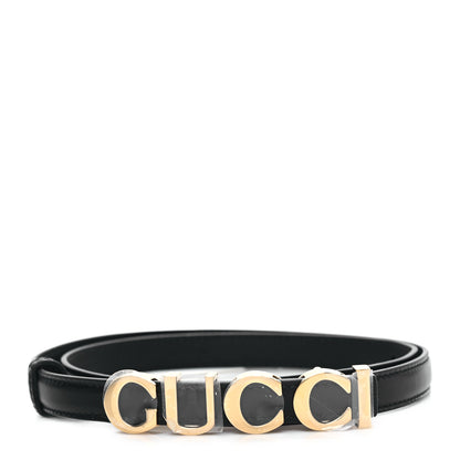 Gucci Plutone Calfskin Gucci Buckle 20mm Thin Belt 75 30 Black 1 of 4