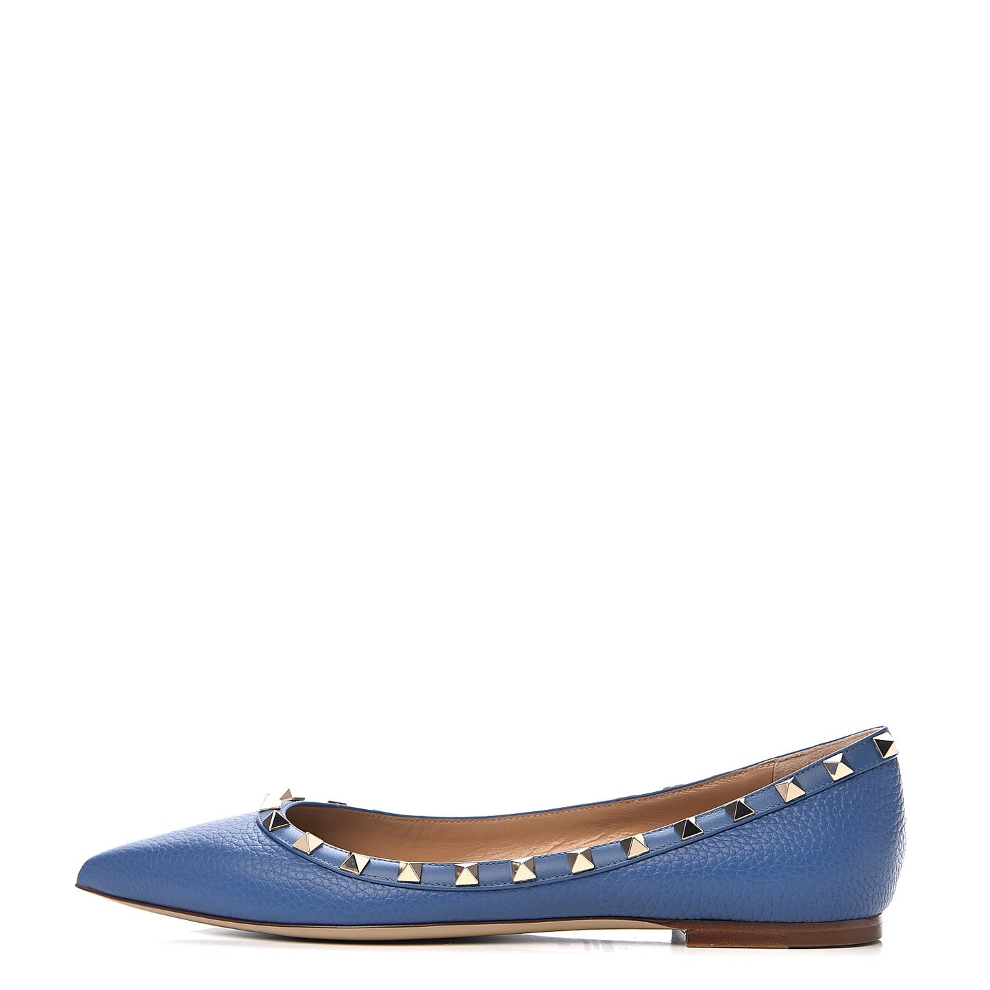 Pebbled Calfskin Rockstud Ballerina Flats 40 Baltique