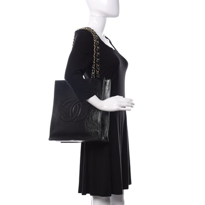 Chanel Shiny Aged Calfskin North South Shopping Bag Black 2 of 10