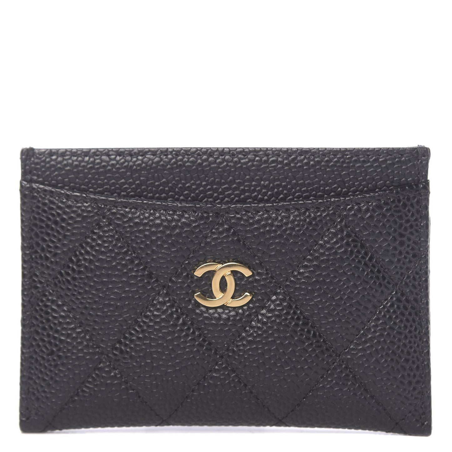 Caviar Quilted Card Holder Black