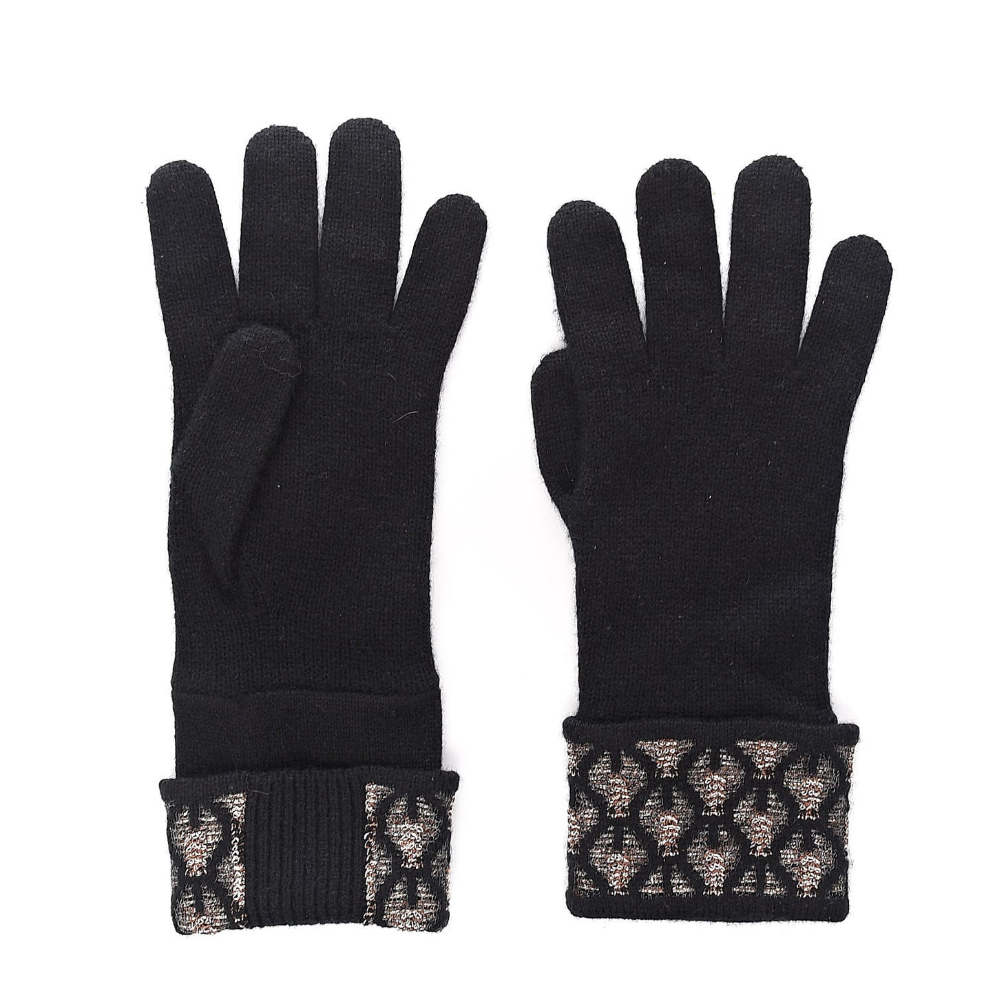 Metallic Cashmere Gloves Black