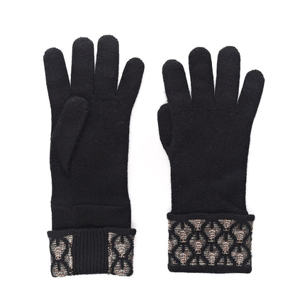 Chanel Metallic Cashmere Gloves Black 2 of 4