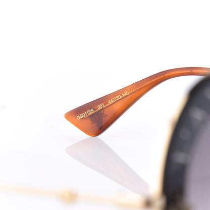 Gucci Metal L'Aveugle Par Amour Round Frame Sunglasses GG0113S Black 5 of 7
