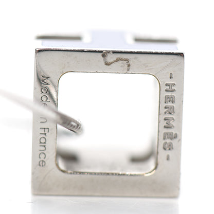 Hermes Palladium Lacquered Cage d'H Pendant Necklace Pervenche 5 of 5