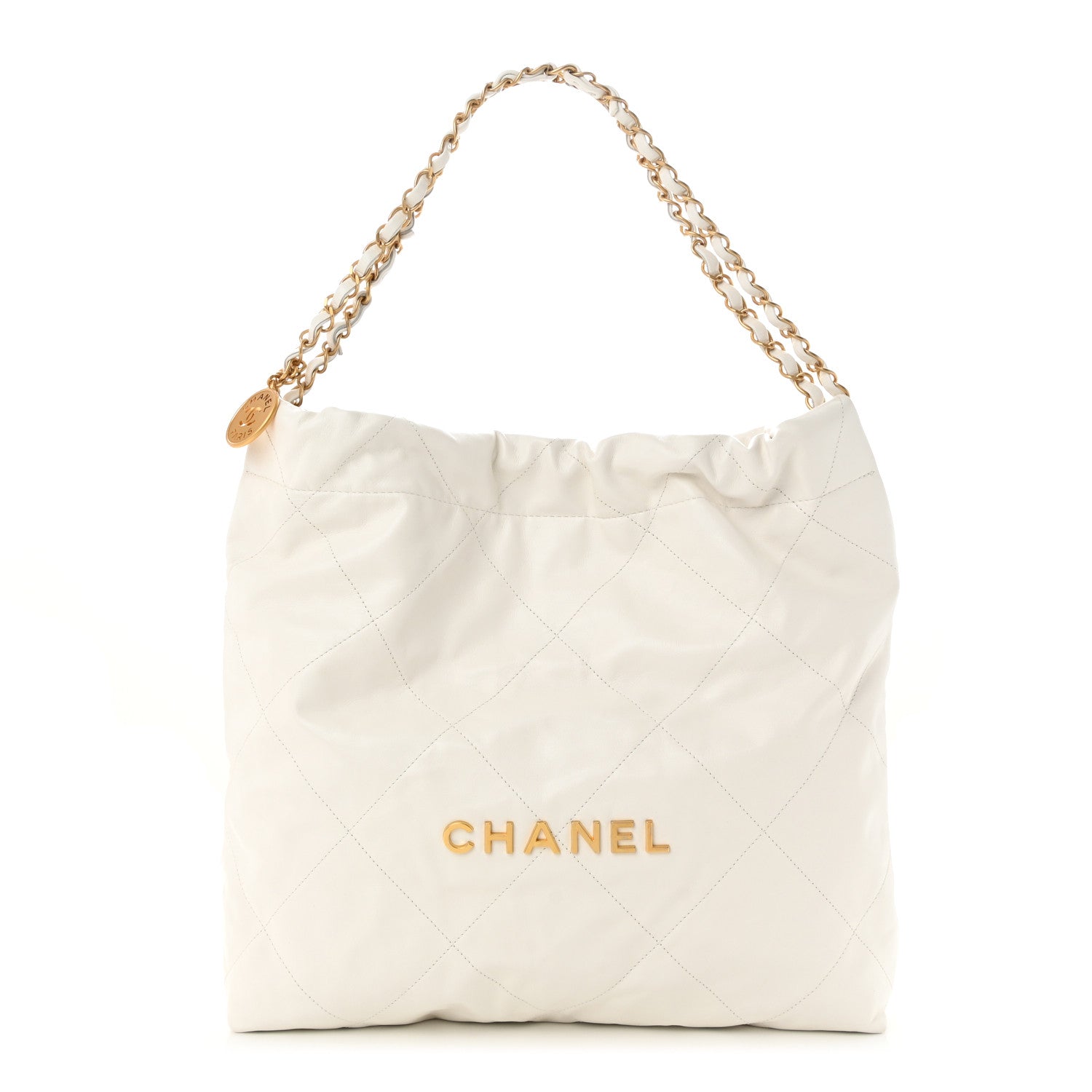 Chanel Shiny Calfskin Quilted Chanel 22 White 3 of 12