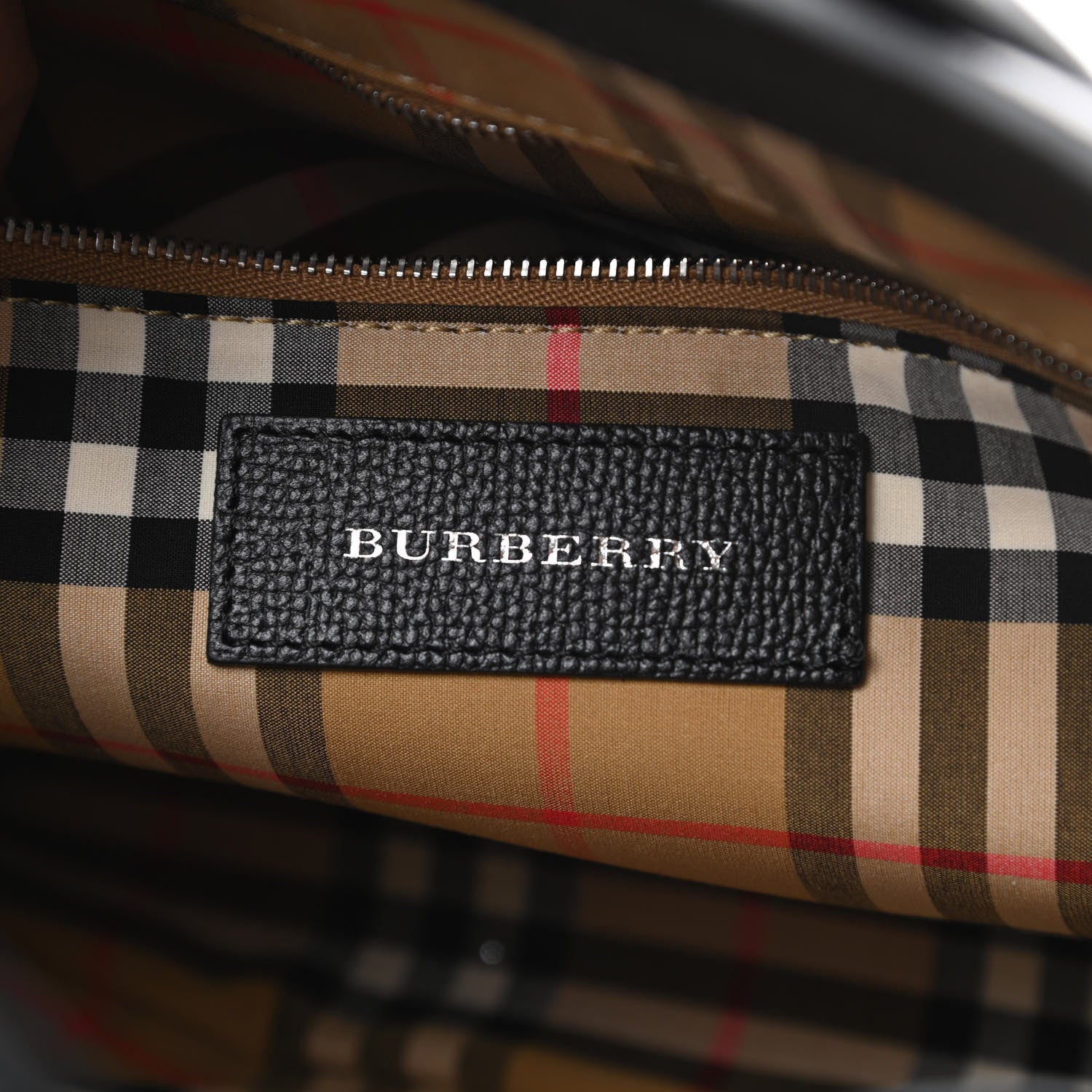 Burberry Derby Calfskin House Check Medium Banner Tote Black 6 of 12