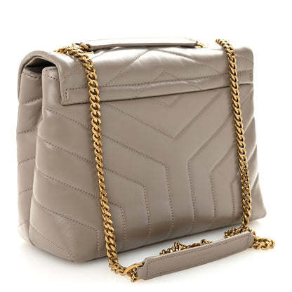 Saint Laurent Calfskin Y Quilted Monogram Small Loulou Chain Satchel Greyish Brown 3 of 11