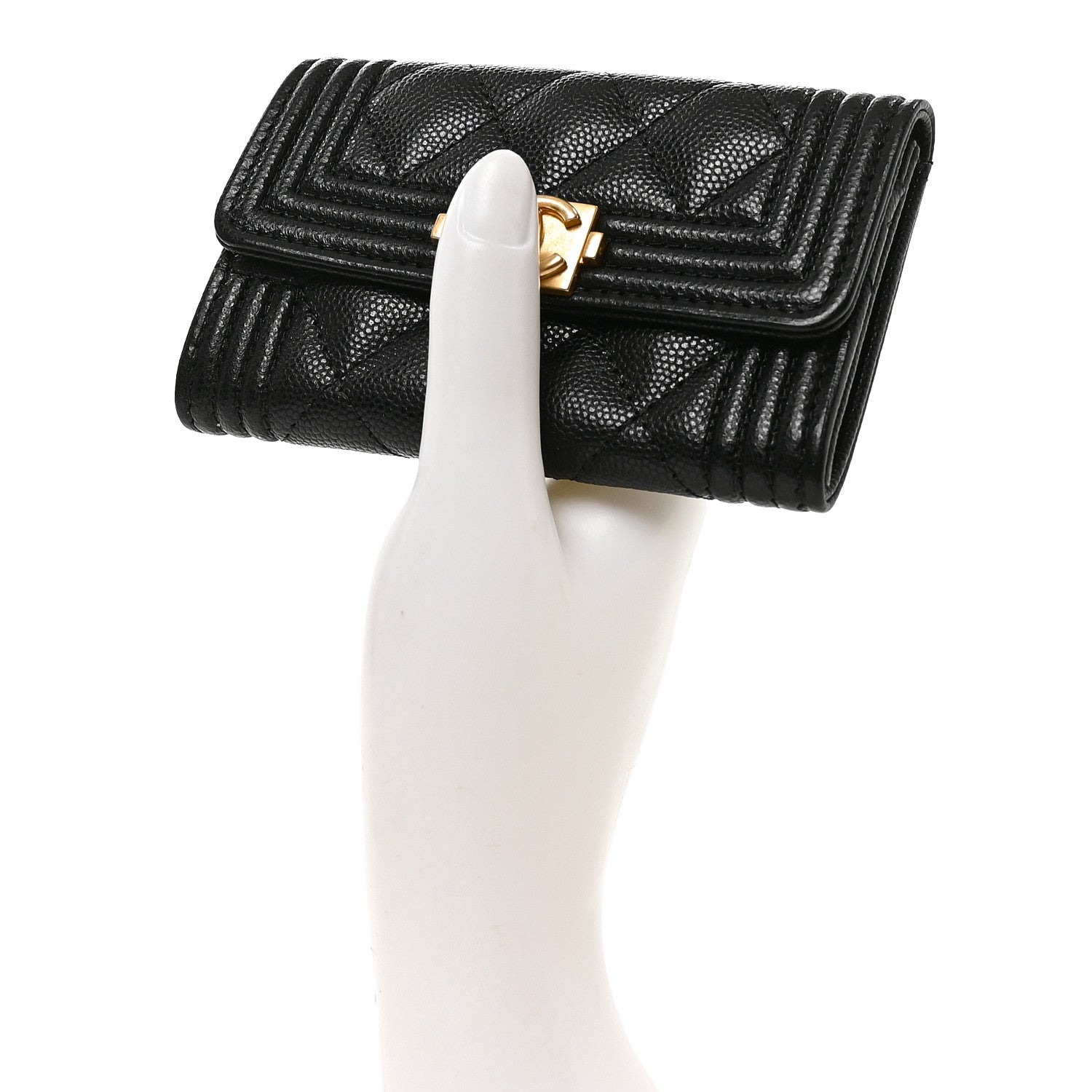 Chanel Caviar Quilted Boy Flap Card Holder Black 2 of 7