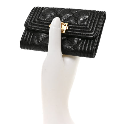 Chanel Caviar Quilted Boy Flap Card Holder Black 2 of 7