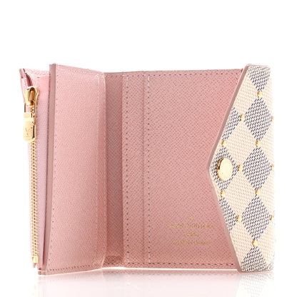 Louis Vuitton Damier Azur Studded Zoe Wallet Rose Ballerine 5 of 12