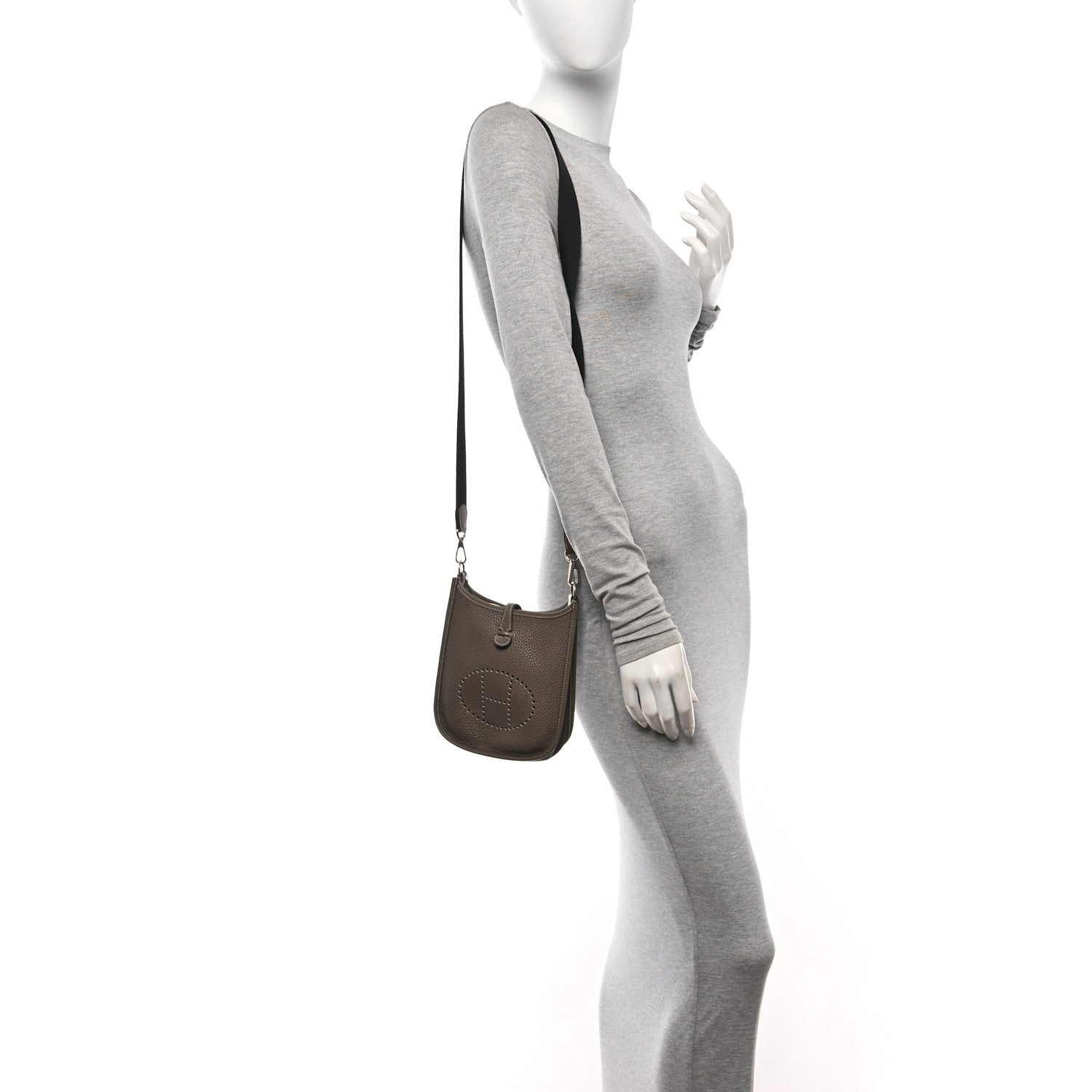 Hermes Taurillon Clemence Amazone Evelyne TPM Etoupe Bleu Indigo 3 of 10