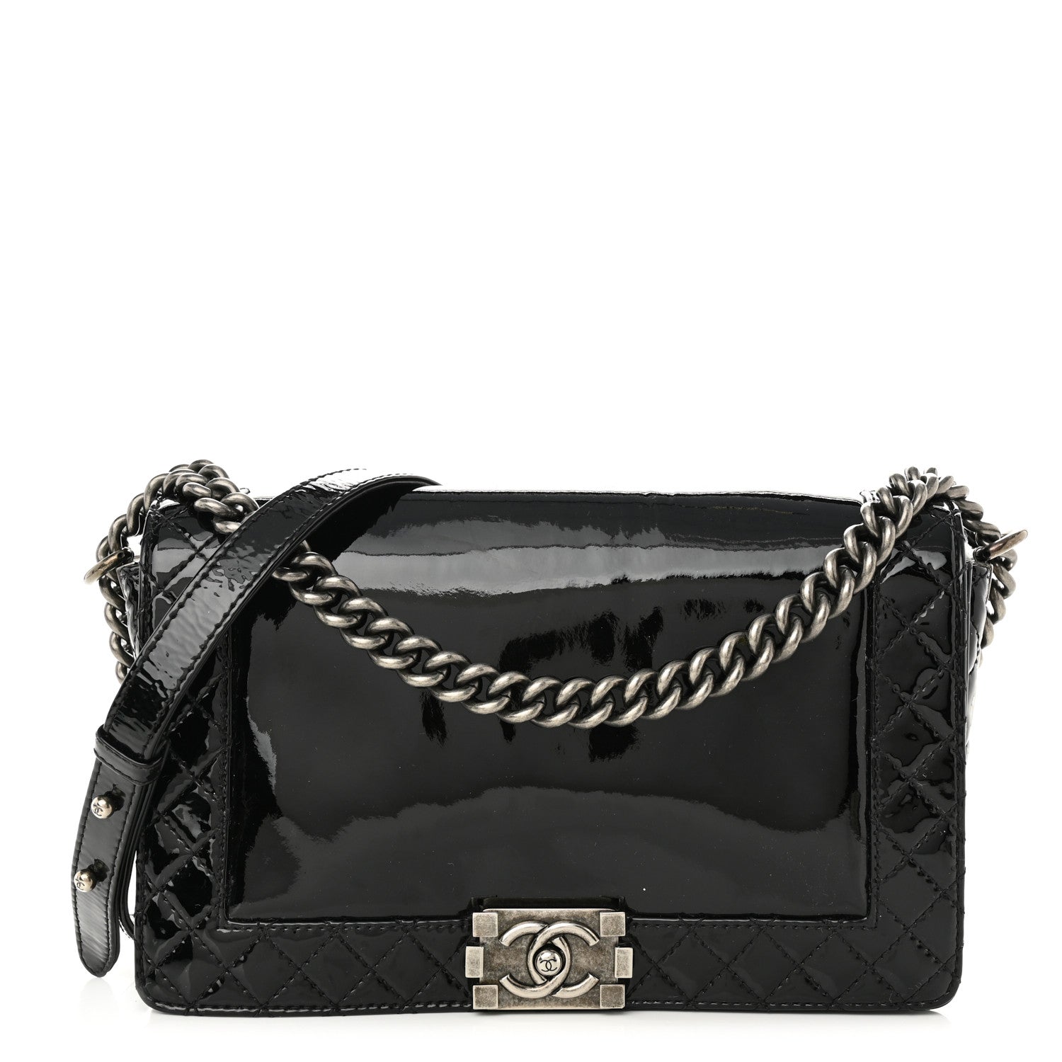 Chanel Patent New Medium Boy Reverso Flap Black 1 of 10