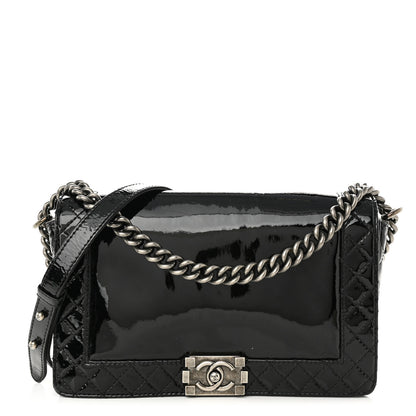 Chanel Patent New Medium Boy Reverso Flap Black 1 of 10