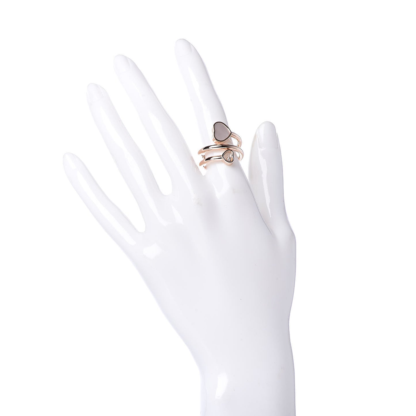 18K Rose Gold Diamond Mother of Pearl Happy Hearts Twist Ring 52 6