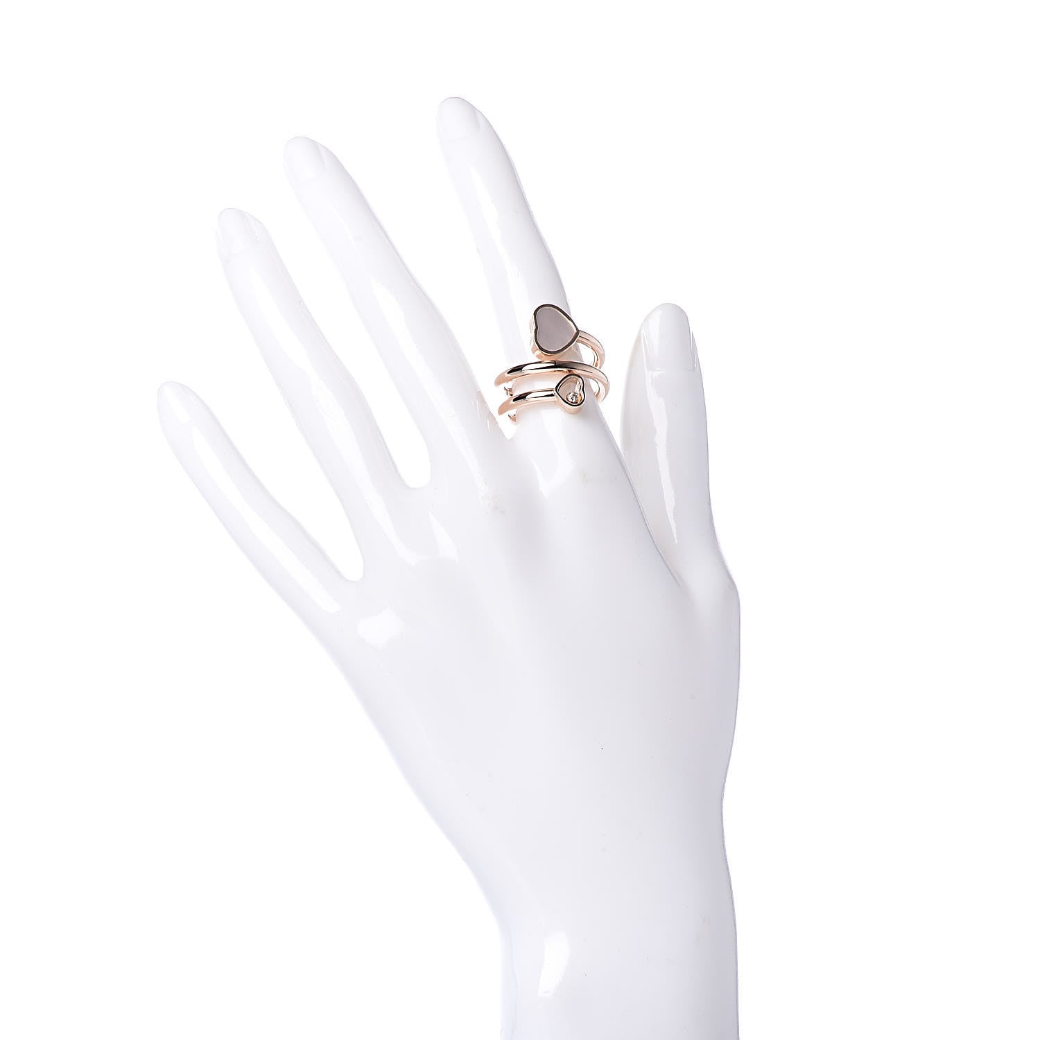 Chopard 18K Rose Gold Diamond Mother of Pearl Happy Hearts Twist Ring 52 6 2 of 7