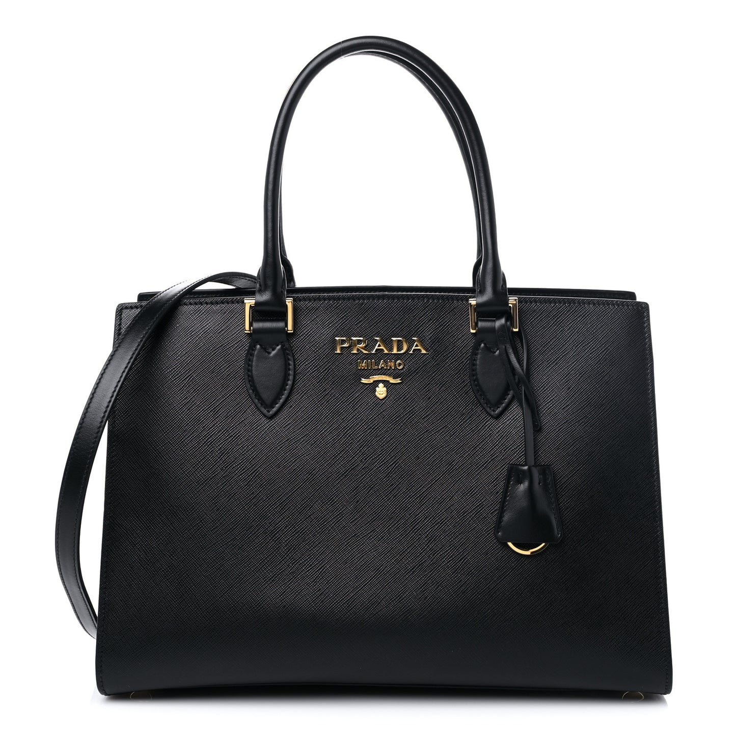 Saffiano Metal Top Handle Black