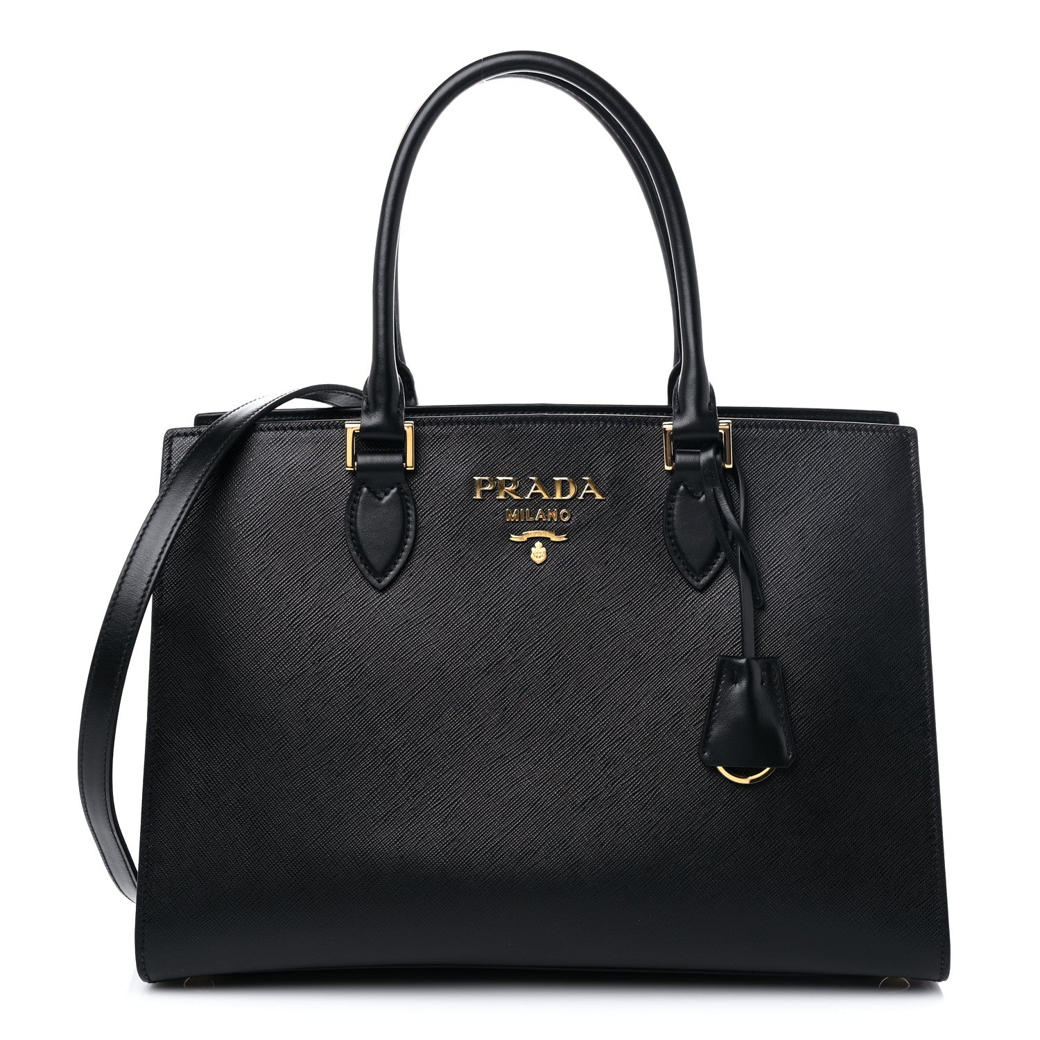 Prada Saffiano Metal Top Handle Black 1 of 12