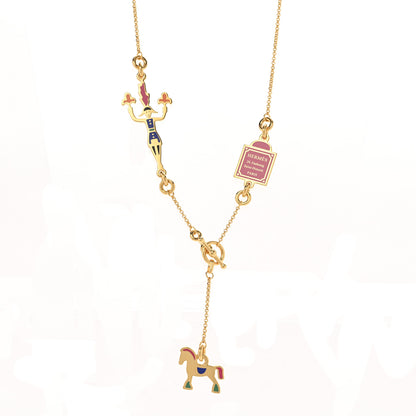 Hermes Metal Enamel Cheval Grand Parade Necklace Casaque 1 of 6