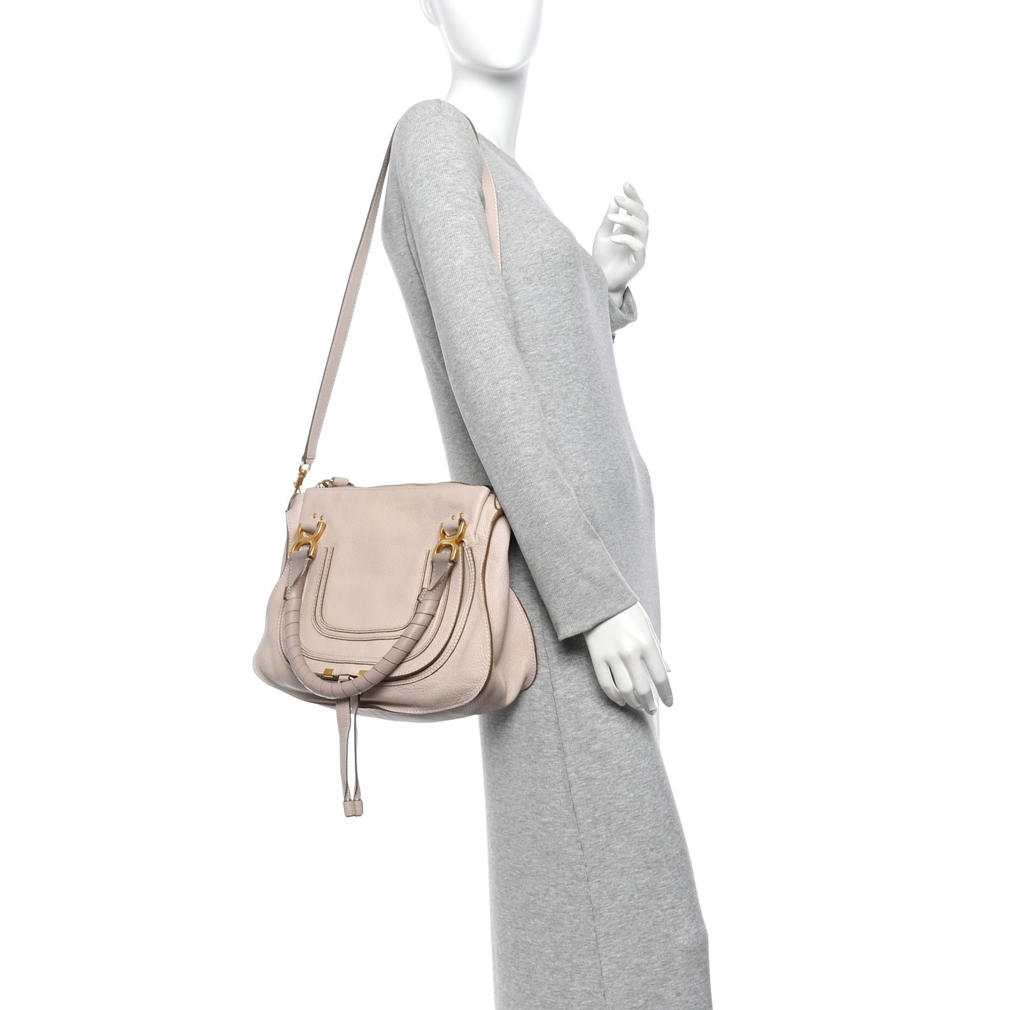 Calfskin Medium Marcie Satchel Nude Pink