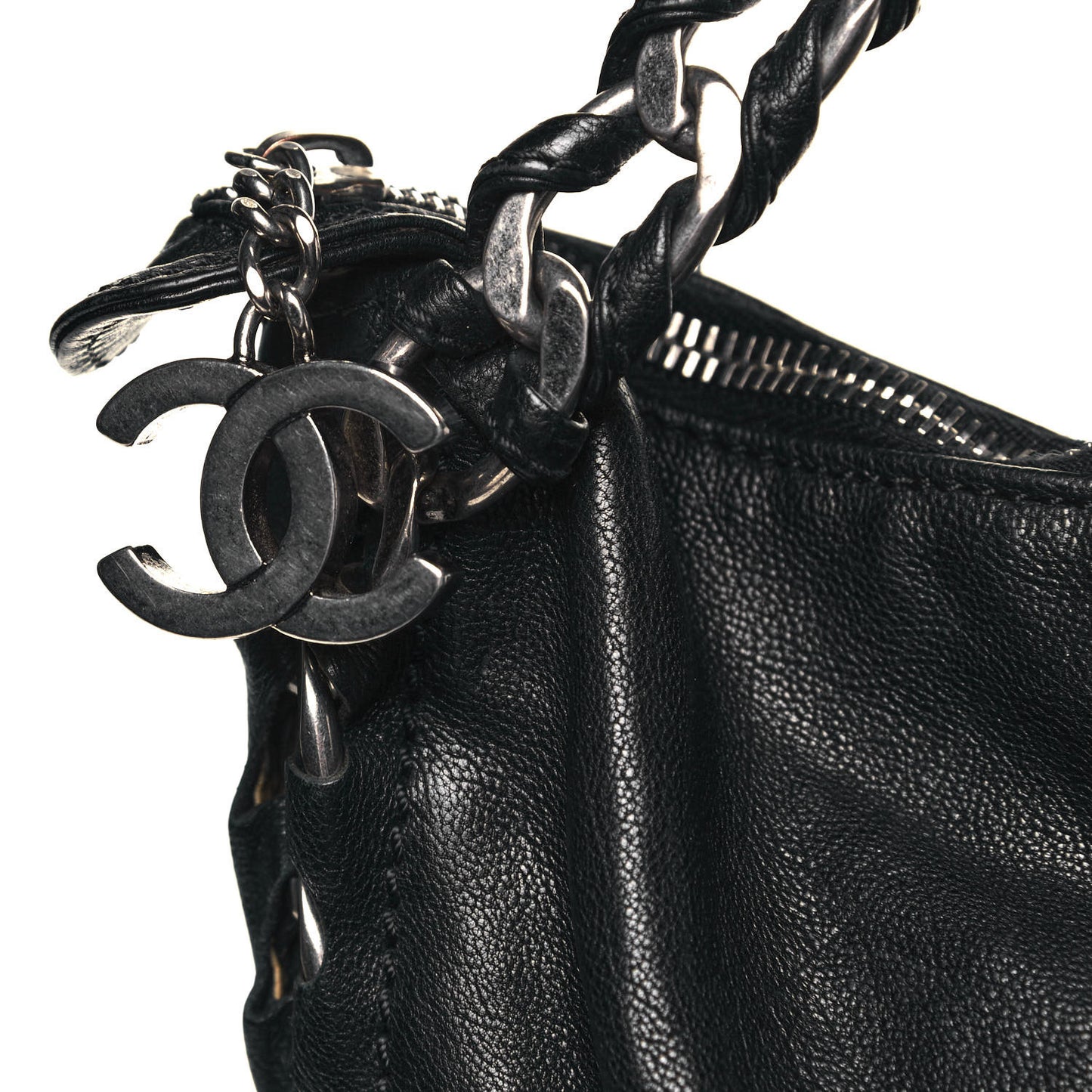 Calfskin Modern Chain Hobo Black
