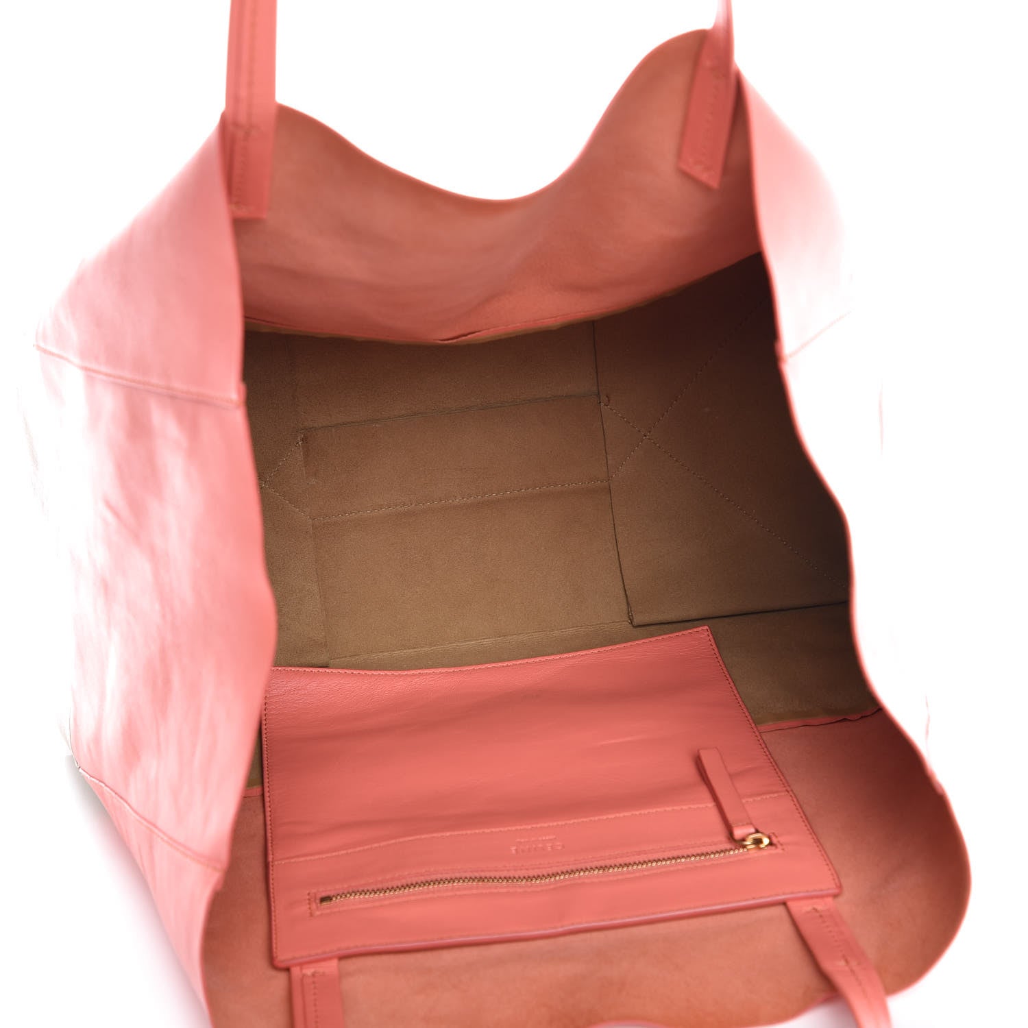 Celine Lambskin Horizontal Bi-Color Cabas Fluo Pink Camel 5 of 6