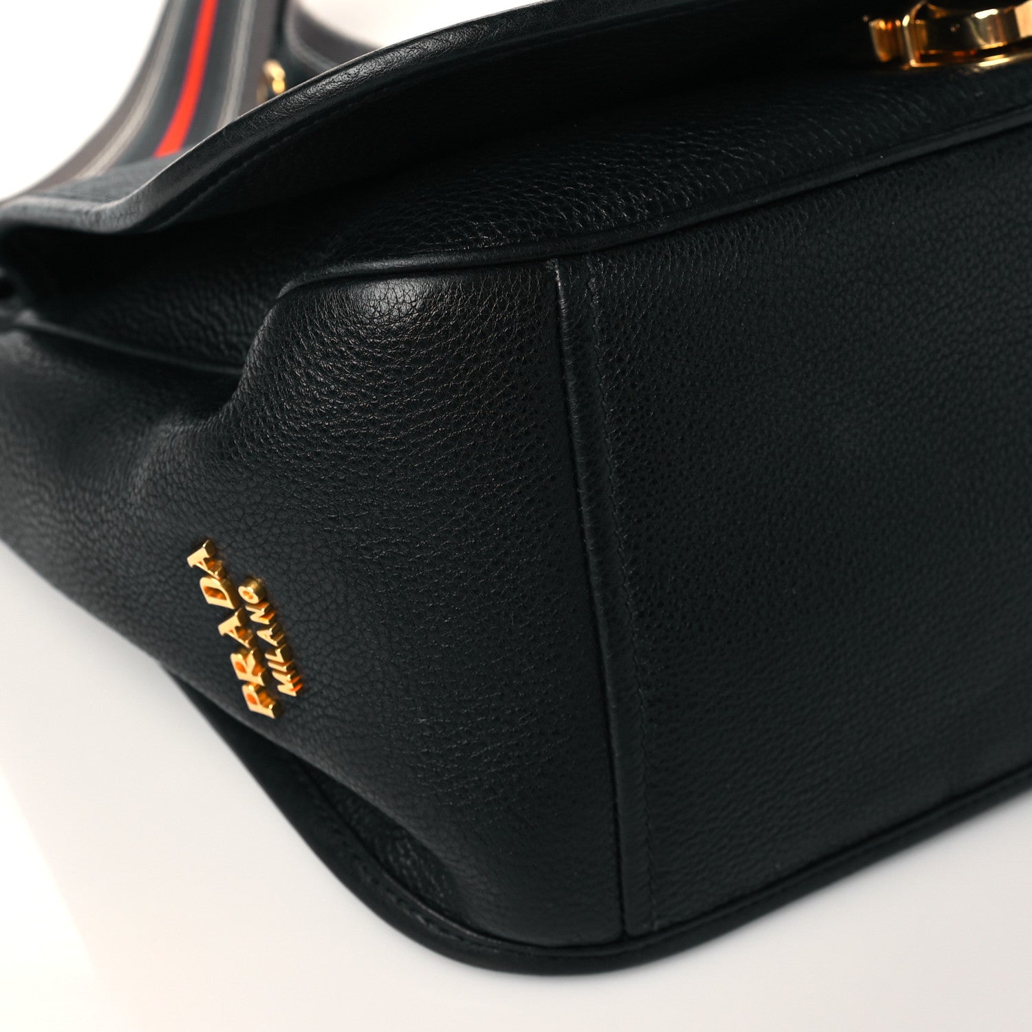 Prada Vitello Daino Logoi Embossed Flap Crossbody Black 8 of 10